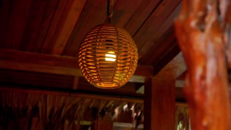 hanging decorative lamp made of wood - lamp on