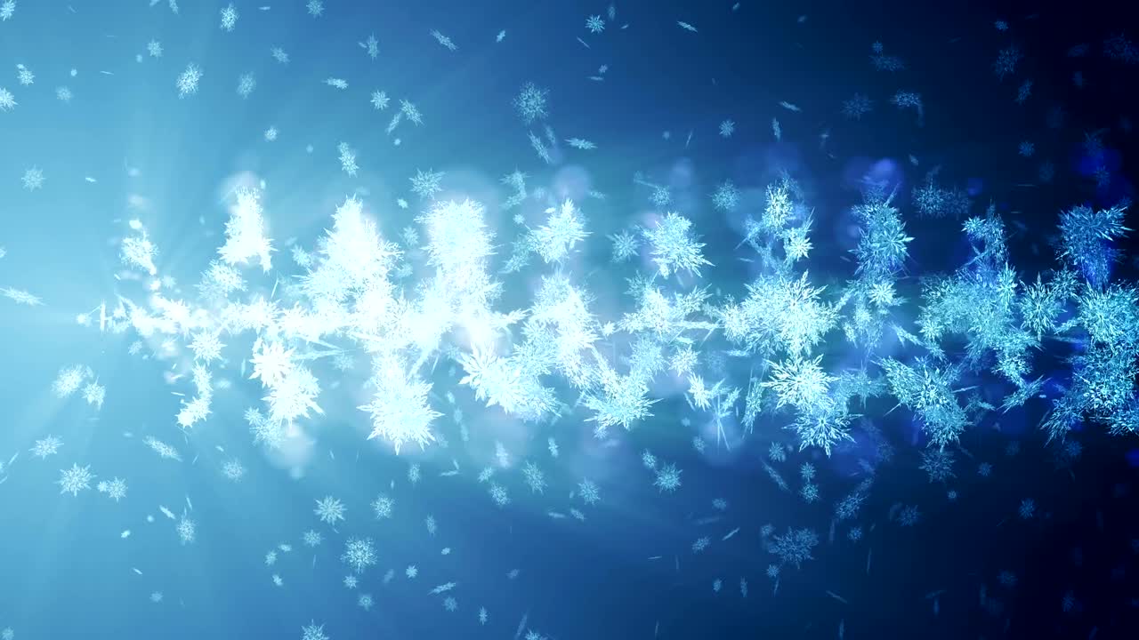 아름다움의 눈송이와 함께 반이는 겨울의 상징, 스핀 눈에서 소용돌이, 겨울 패턴, 아름다움 춤추는 눈송이, 추상적인 루프 애니메이션.