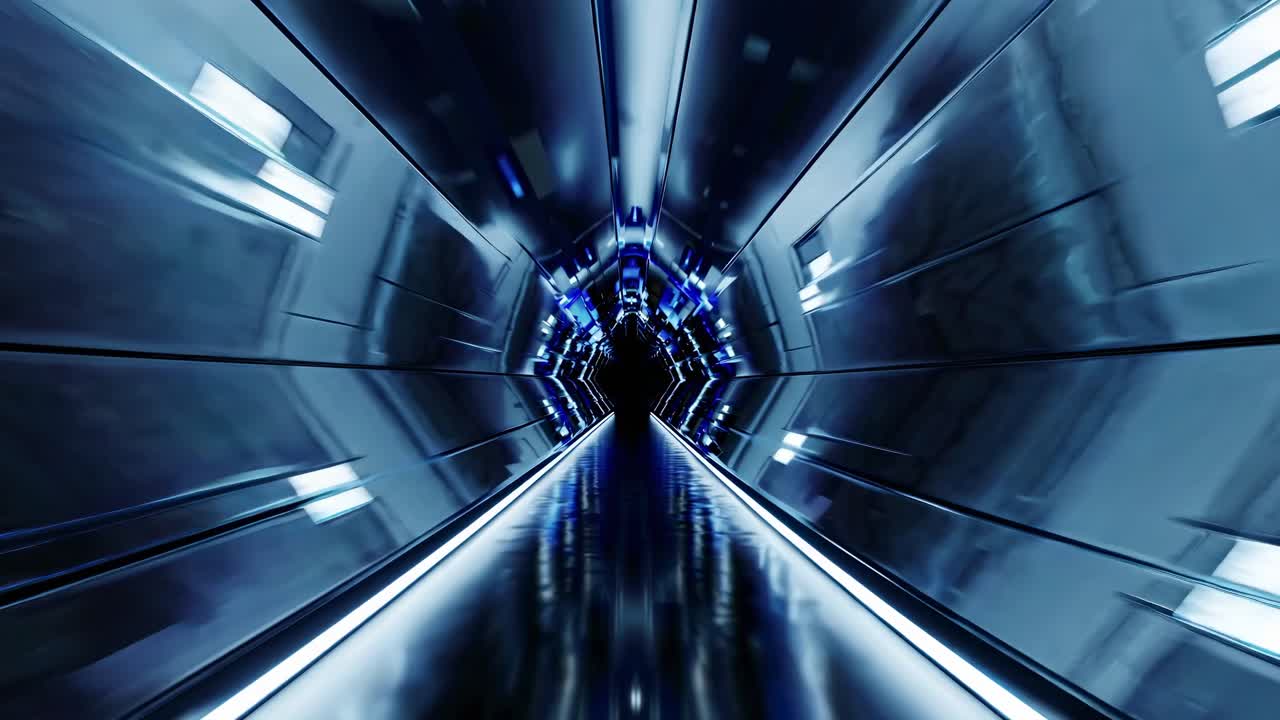 Futuristic Blue Neon Tunnel