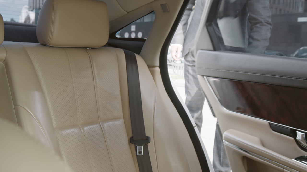 Businessman Getting in Back of Car