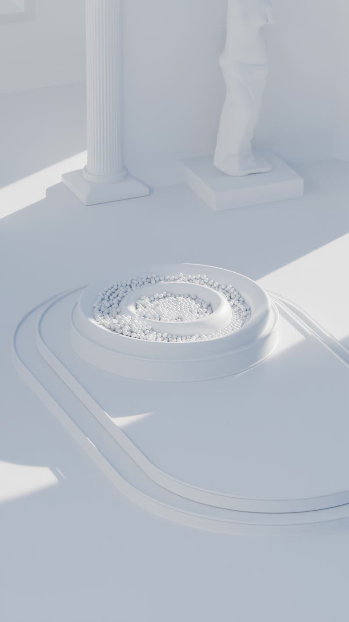 고대 건축 요소와 함께 색 미니멀리즘 디스플레이