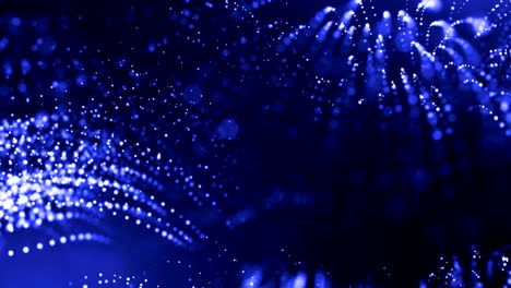 3d render de partículas luminosas como fondo de ciencia ficción o moderno fondo azul abstracto de partículas con profundidad de campo y bokeh como bucle vj. las partículas forman línea y estructura de cuerdas. 1