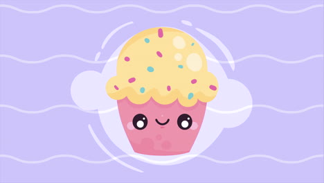 cute kawaii cupcake illustration