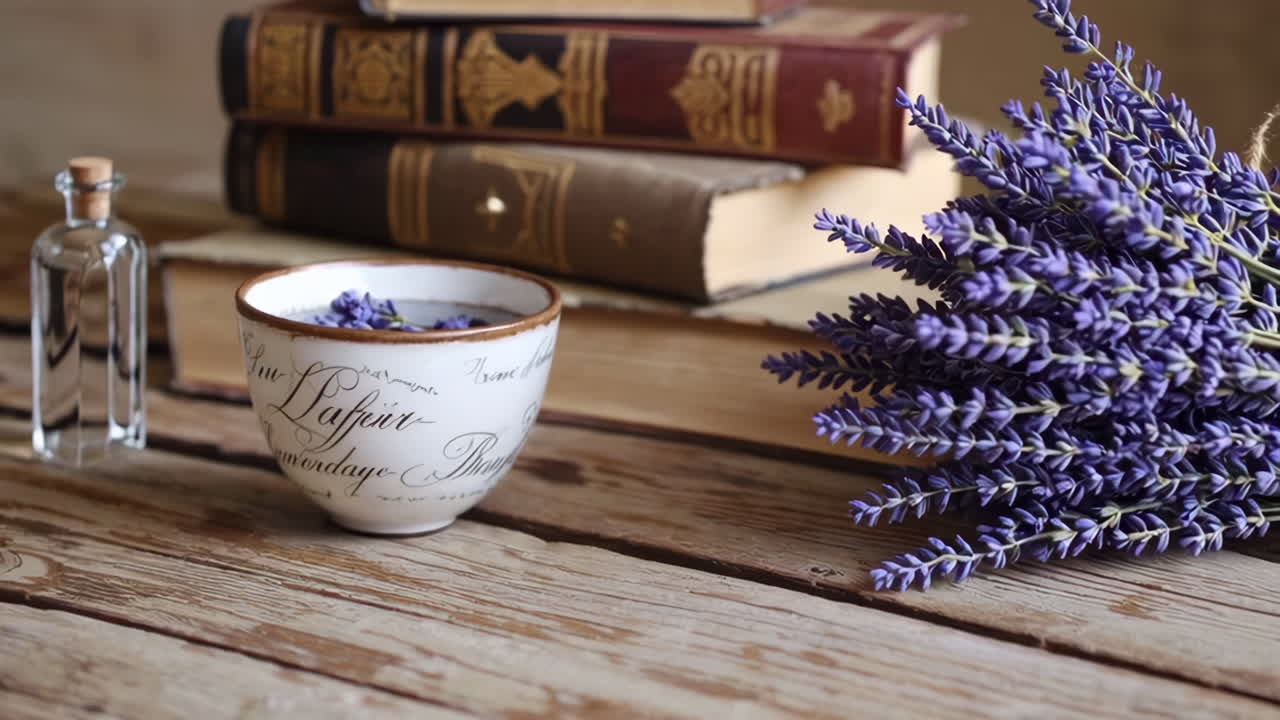 Lavender and Books Still Life