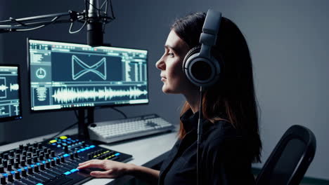 Woman Audio Engineer in Recording Studio