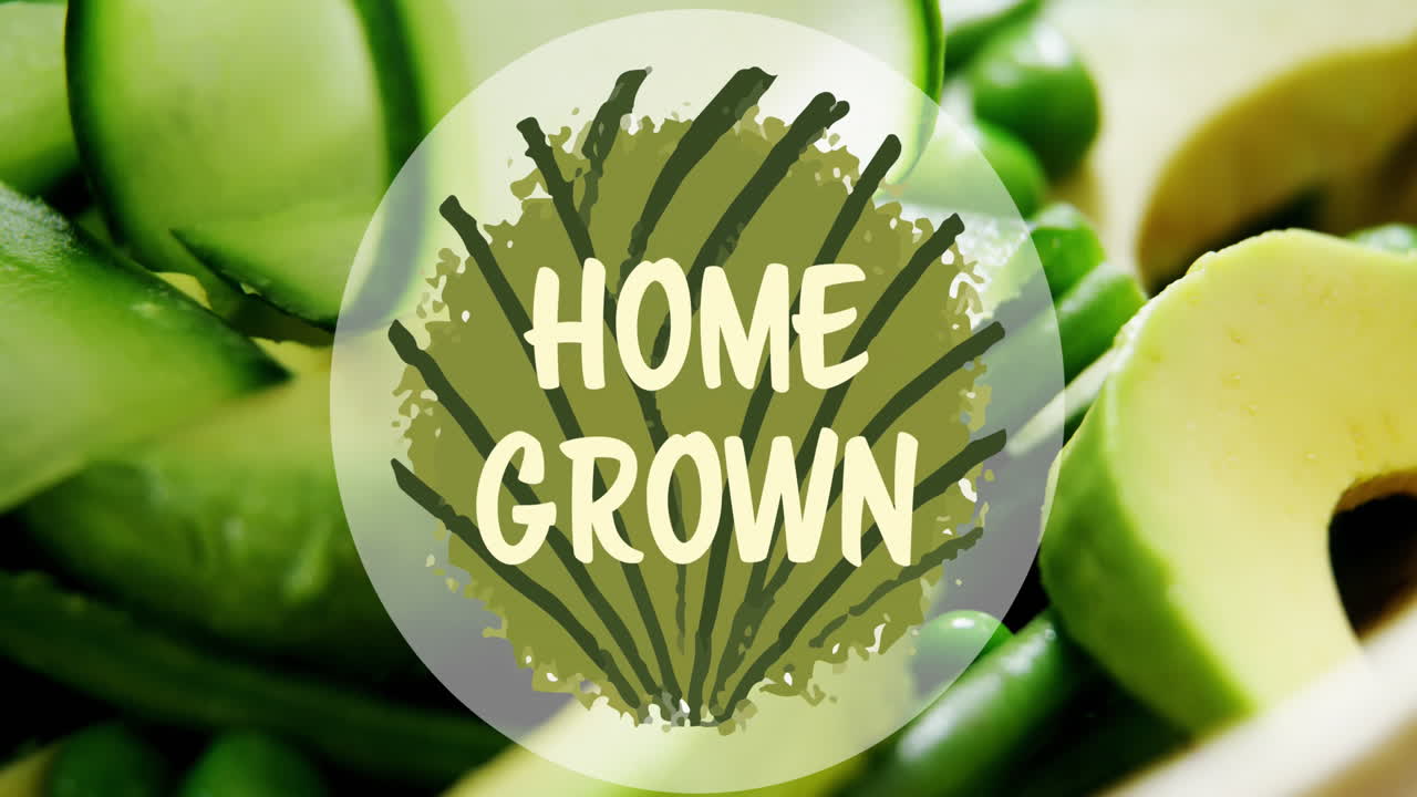 анимация домашнего текстового баннера на фоне овощей