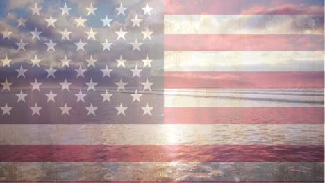 Amerikanische-Flagge-Gegen-Ozean