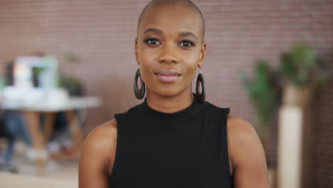 happy, smile and face of a creative black woman