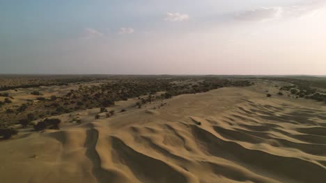 Luftaufnahme-Der-Thar-Wüste-Bei-Sonnenuntergang---Jailsamer,-Rajasthan---Indien