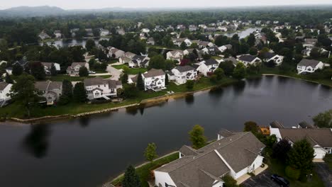 a man made inland lake at a housing area