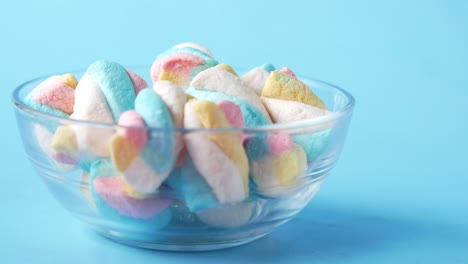 colorful marshmallows in a glass bowl