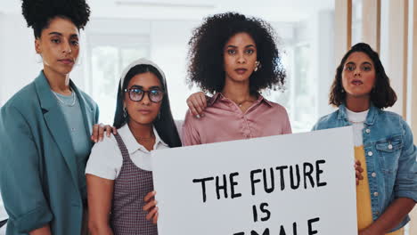 diversity, woman and protest poster portrait