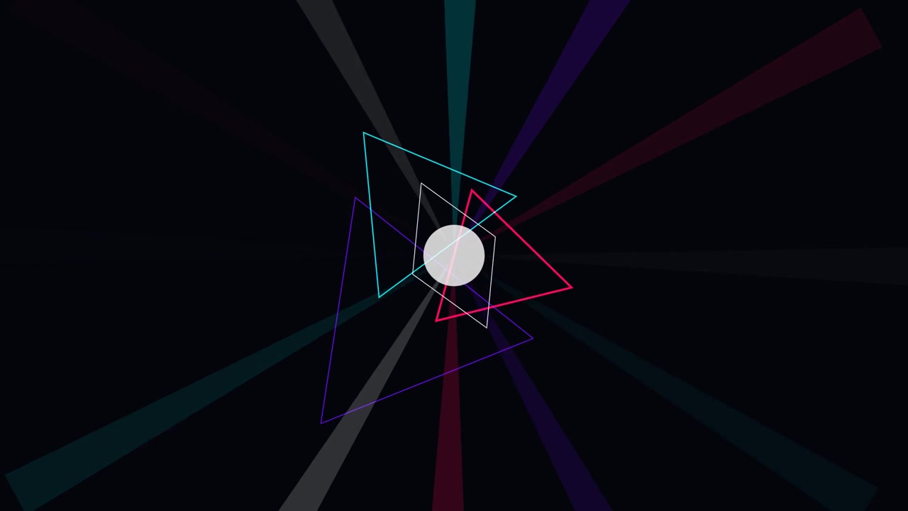 Abstract Geometric Animation with Rotating Triangles and Light Rays