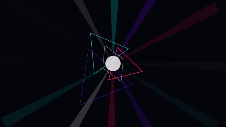 Abstract Geometric Animation with Rotating Triangles and Light Rays