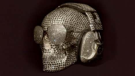 amazing diamond covered skull with  headphones and sunglasses