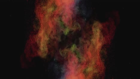 the explosion of colorful particles. slow motion