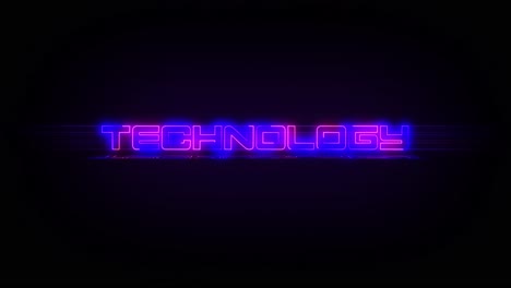 flashing technology electric blue and pink neon sign flashing on and off with flicker, reflection, and anamorphic lights in 4k