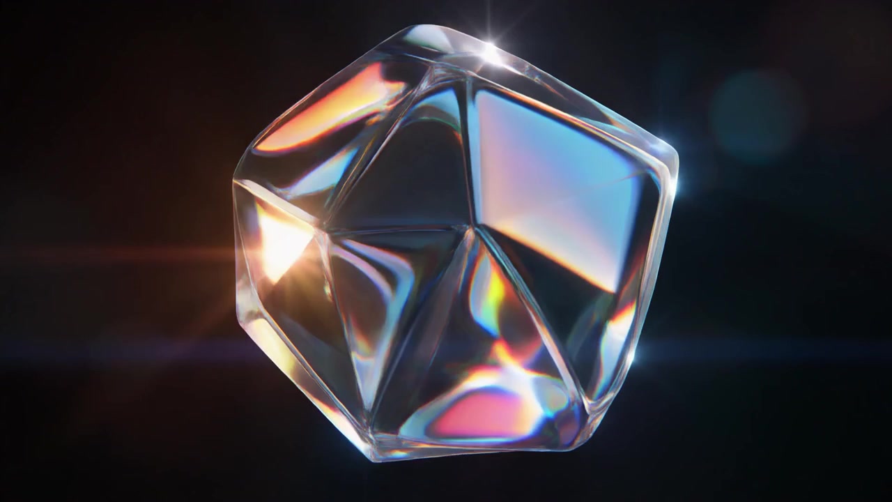 Cristal de Vidro Geométrico Giratório com Efeitos de Reflexo de Lente