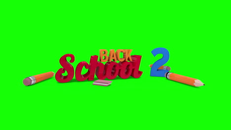 Zurück-Zur-Schule-Grafik,-Die-Vor-Einem-Greenscreen-Fällt