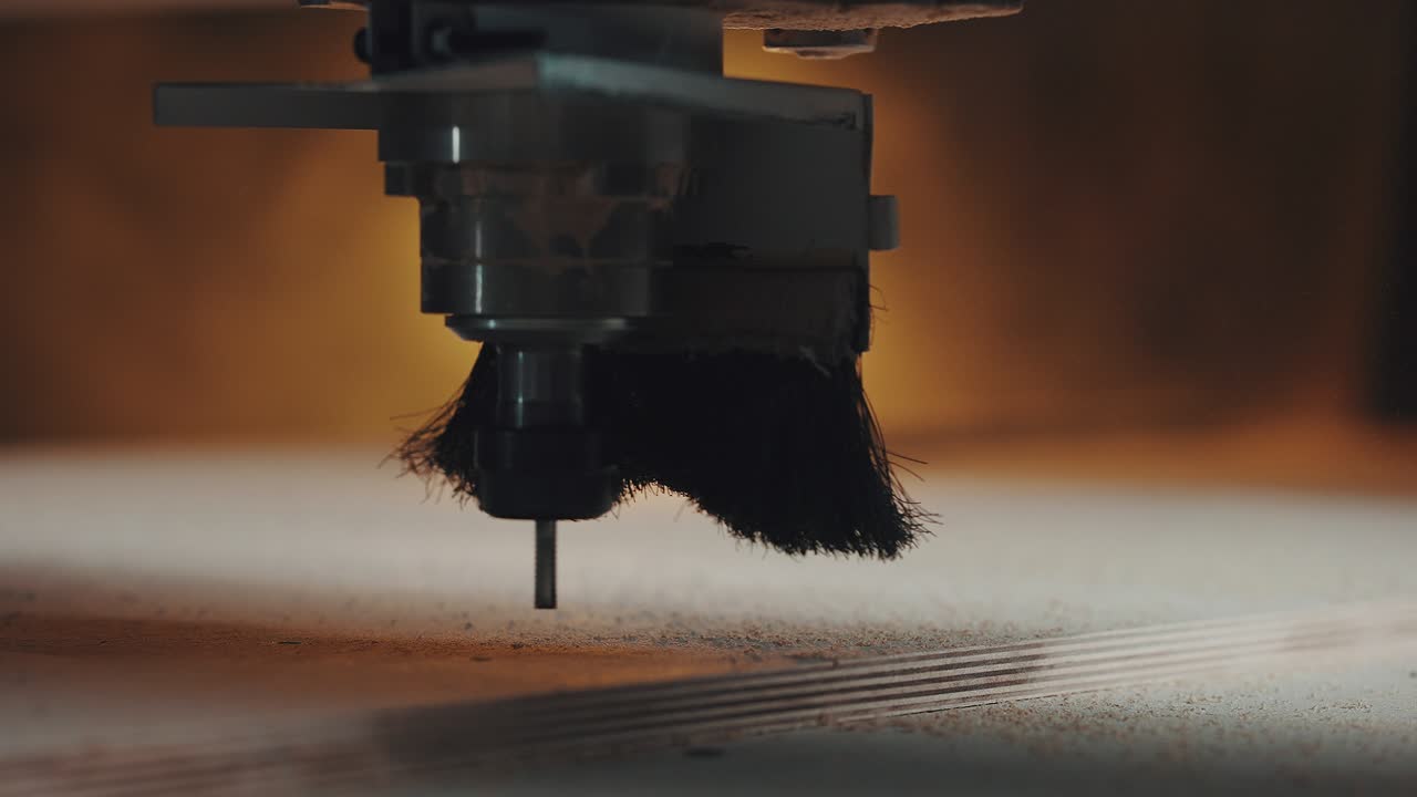 cerrar un taladro de torno hace agujeros en una losa de madera. taller de carpintería, trabajo de madera, efecto cinematográfico, clave oscura