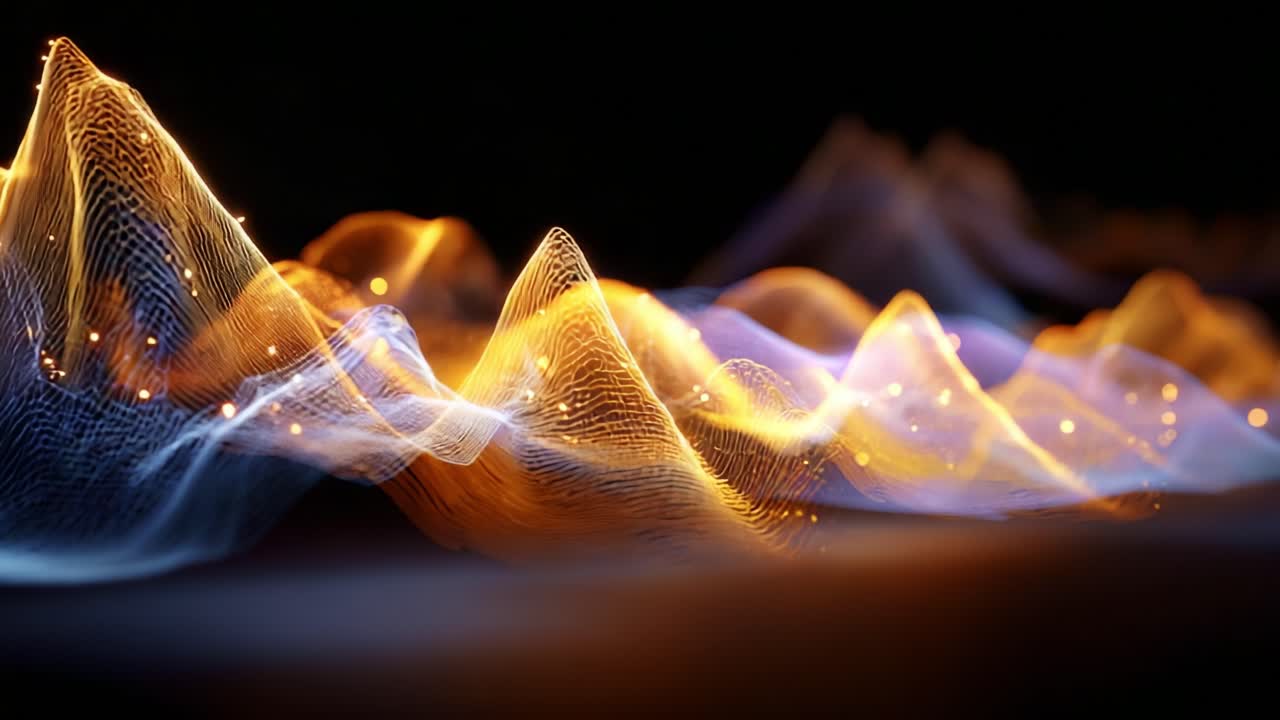 A Captivating Display of Light and Motion: Abstract Waves of Color Flowing Elegantly Over a Dark Background, Creating a Stunning Visual Experience of Dynamic Patterns and Energy