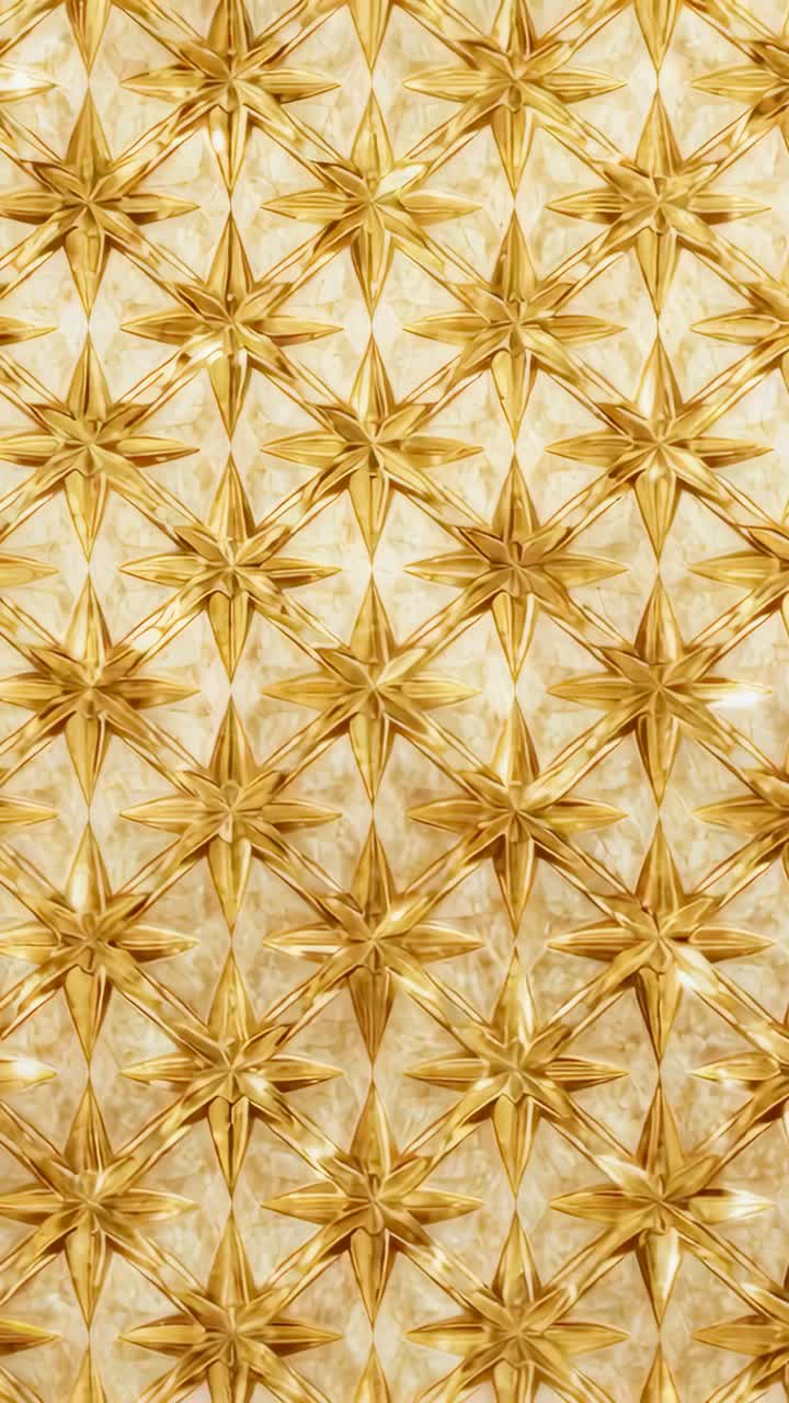 Vertical video: Shifting camera revealing gilded star panel at interior wall for close detail