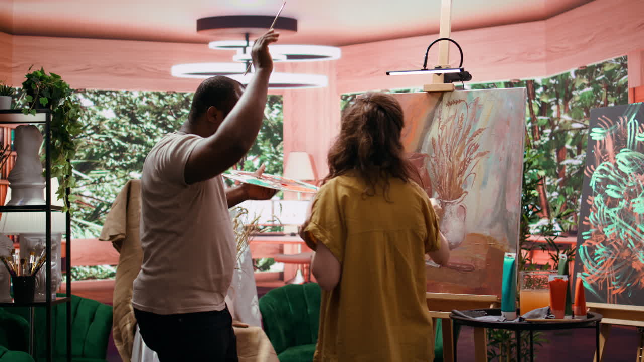 Artists Painting Together in a Studio