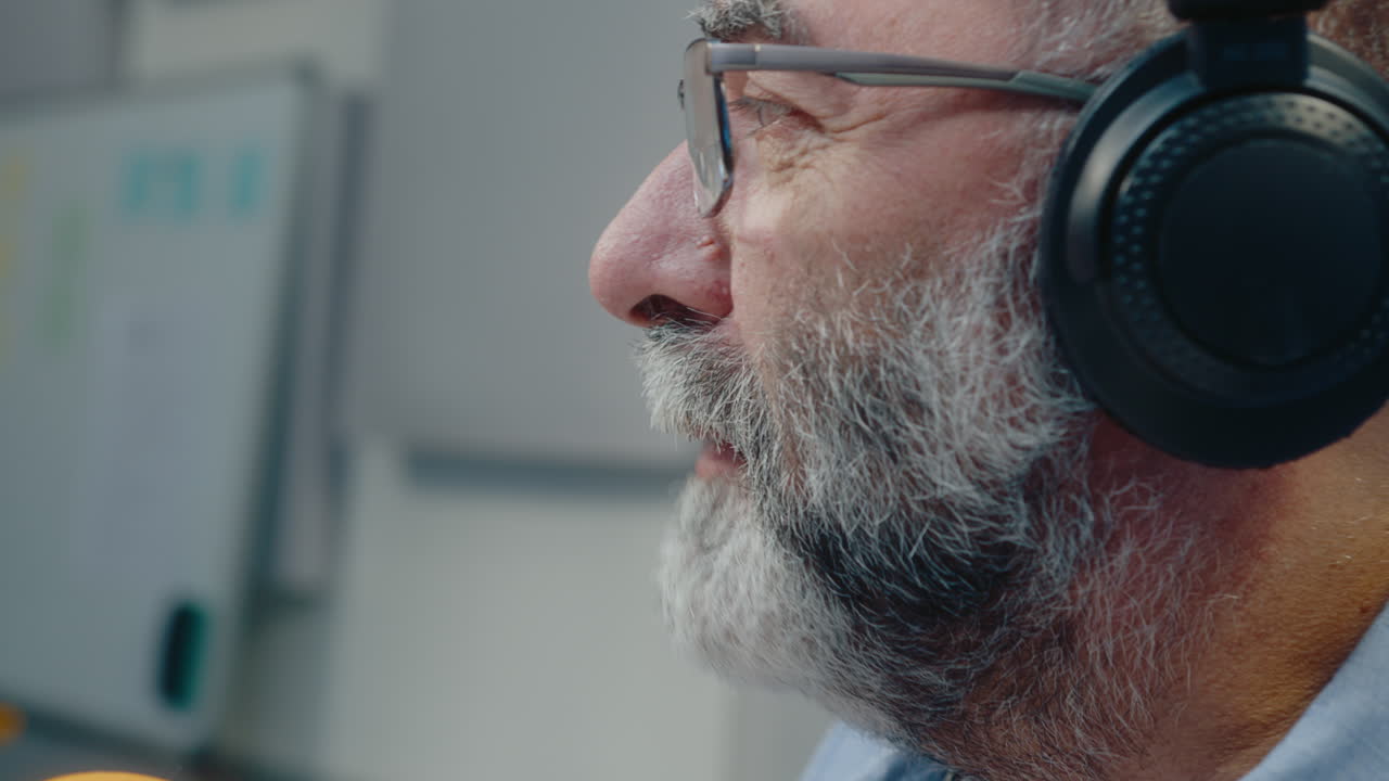 Man Recording Podcast or Radio Show