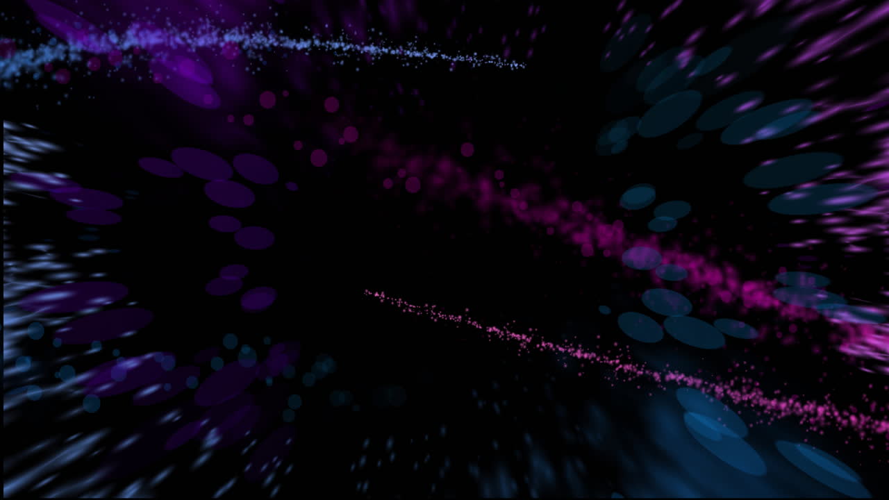 animación de rastros de luz coloridos y puntos que forman círculos sobre un fondo negro