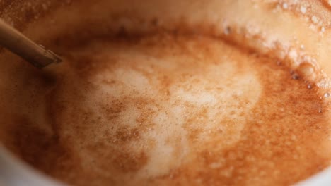 close-up of a cup of coffee with foam