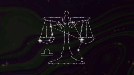 animation of libra star sign with glowing stars