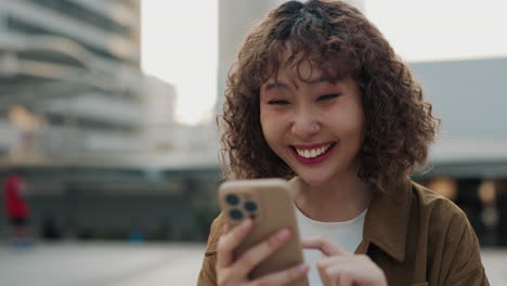 Woman Reacting to Mobile Phone
