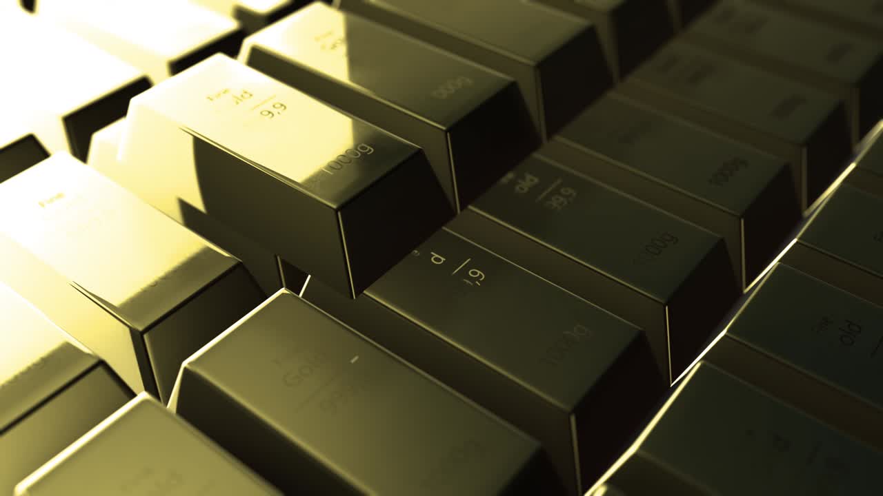 video 4k de muchos lingotes de oro.