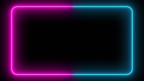 marco de neón parpadeante en un fondo negro aislado. espectro de neón de luz ultravioleta moderna. rectángulo con bordes redondeados. láser de bucle sin costura muestra renderización 3d