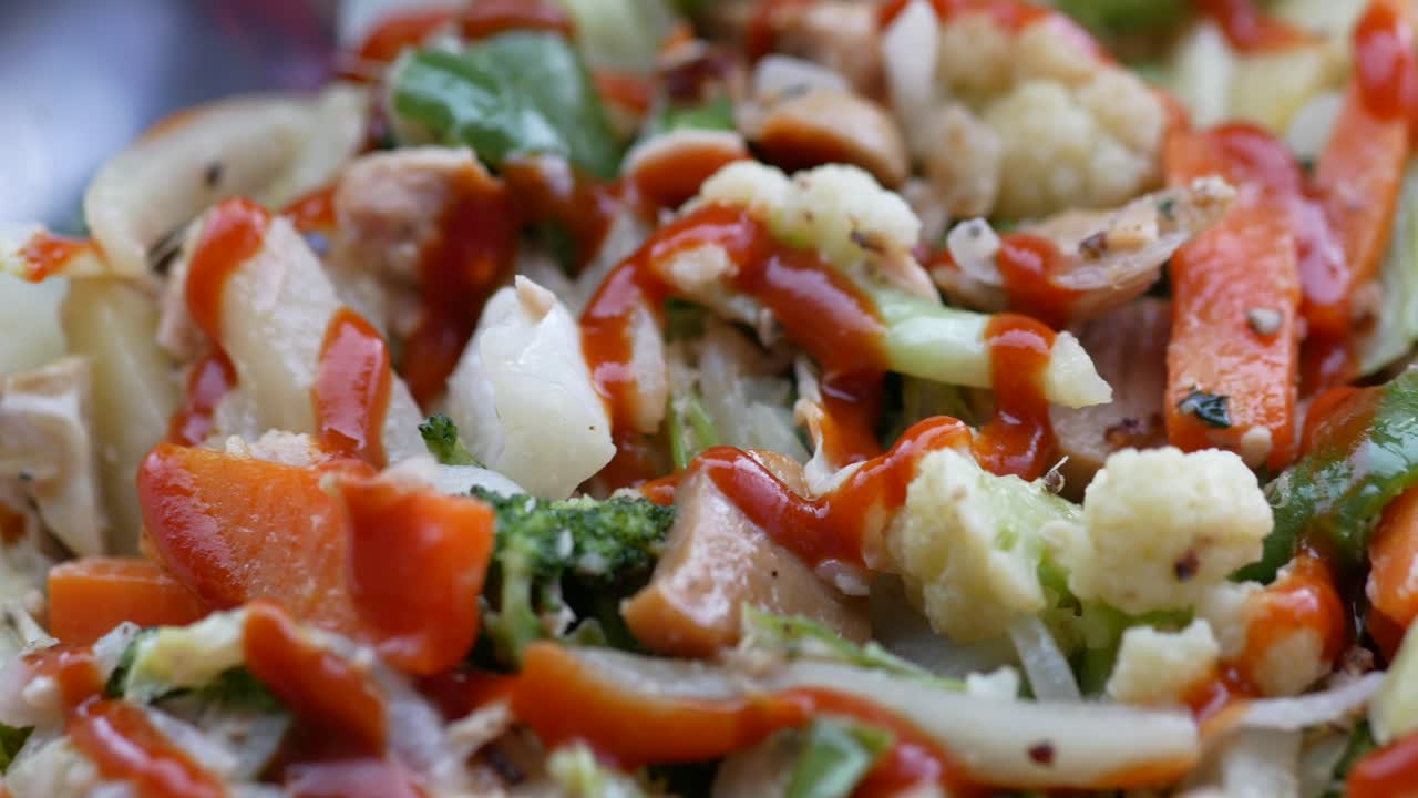 고기와 함께 긴 채소