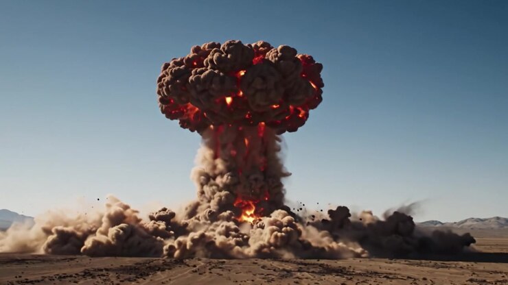 A Dramatic Transformation from Blinding Light to Towering Smoke: Capturing the Evolution of an Explosive Event in the Desert Landscape
