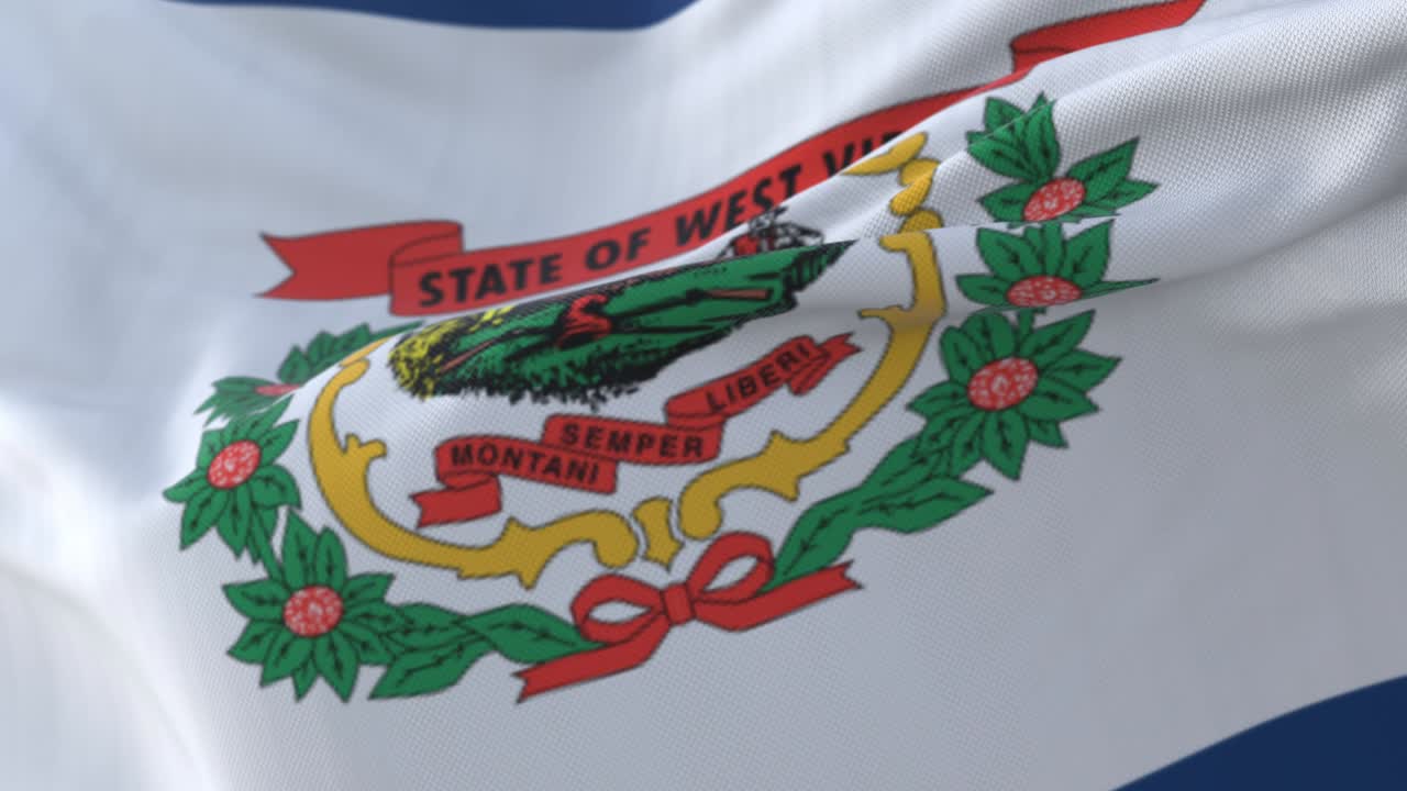 Bandera del estado de Virginia Occidental, Estados Unidos de América. Bucle