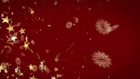 Animation-Von-Weihnachtsschnee,-Der-Auf-Roten-Hintergrund-Fällt