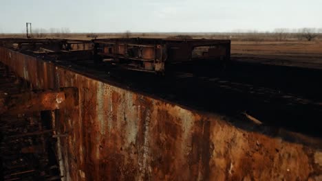 rusty metal structure in an abandoned building