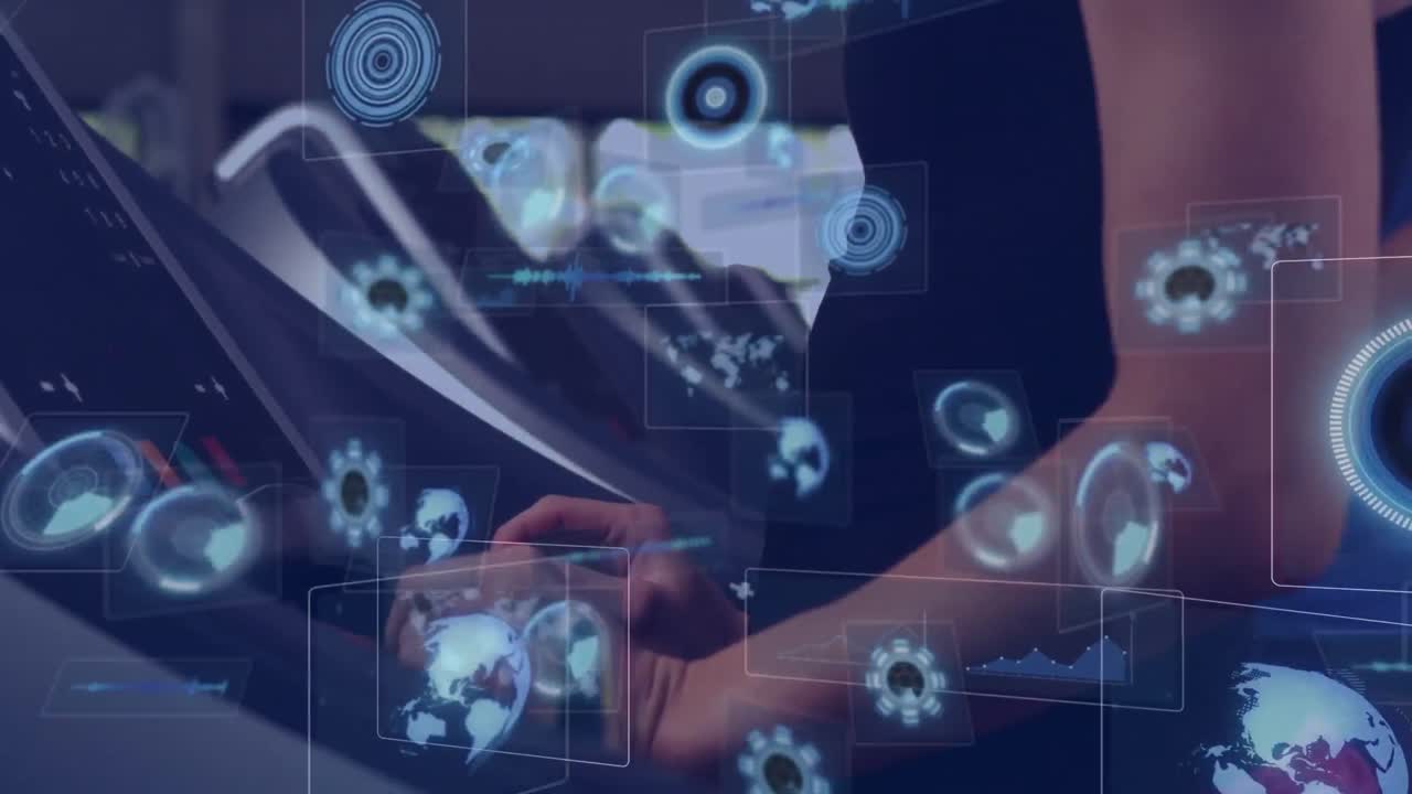 animación del procesamiento de datos sobre personas que hacen ejercicio en el gimnasio