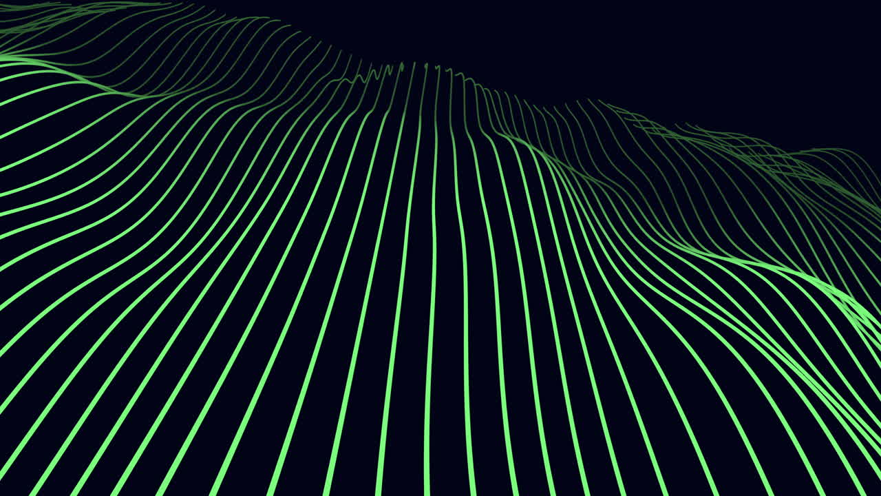Neon abstract waves pattern on black gradient