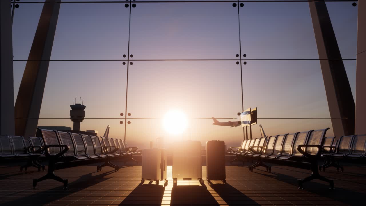amanecer en la terminal del aeropuerto