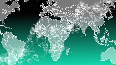 continents animation with network connections on green gradient background in school