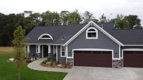 aerial drone shot of a house in michigan