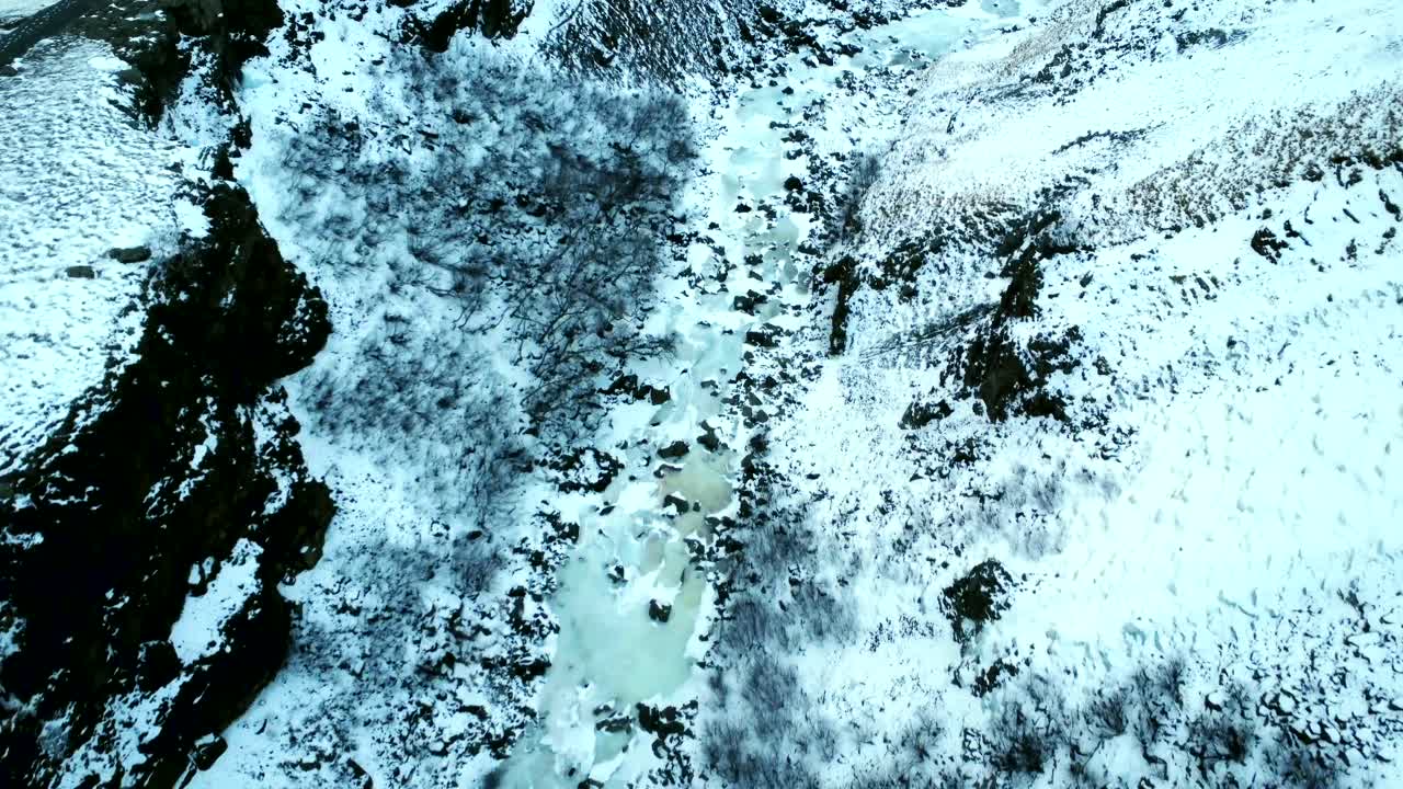 Winter Aerial View of a Snowy Landscape | Premium Stock Video Footage