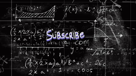 animación de procesamiento de datos matemáticos de suscripción sobre fondo negro