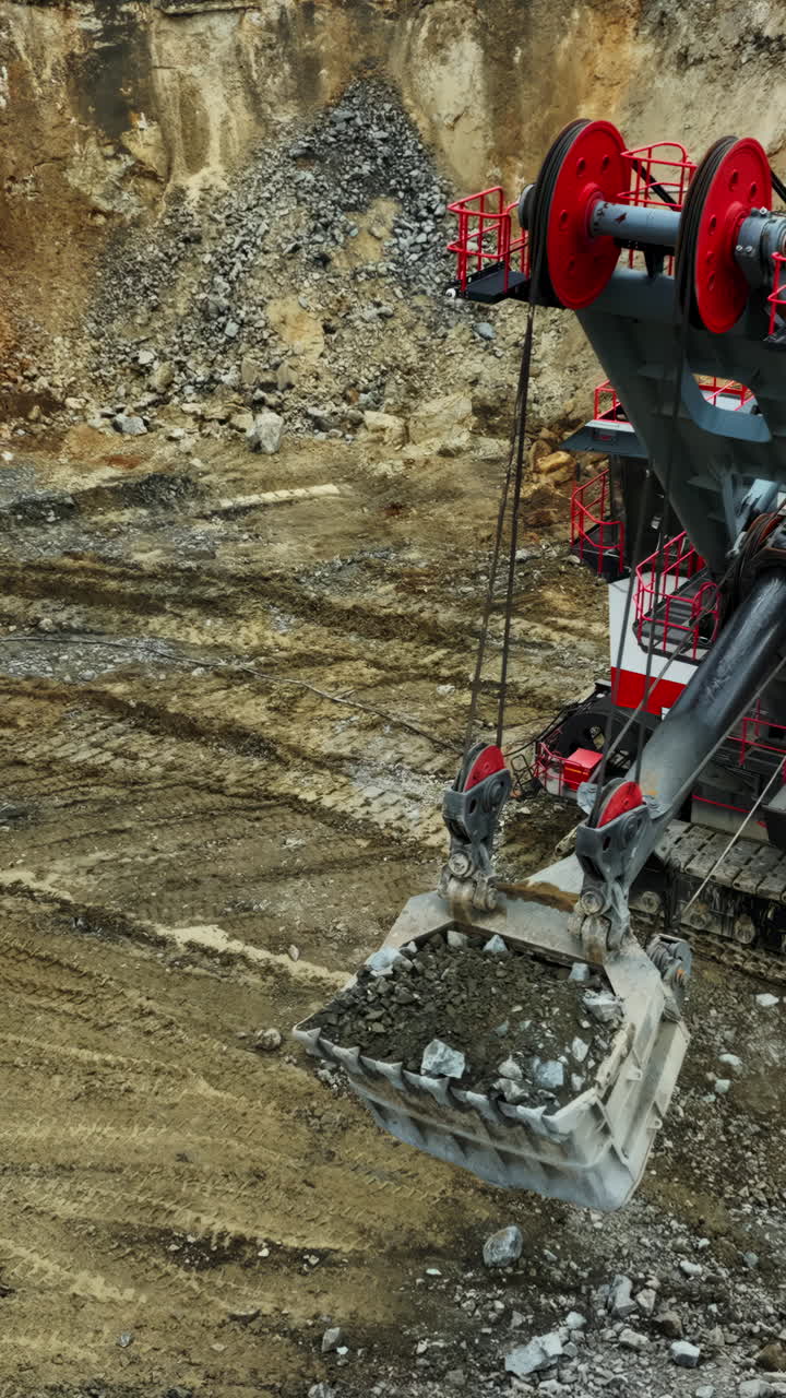 Large Excavator Working at an Open Pit Mine