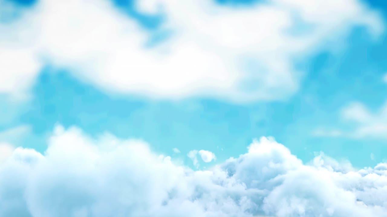 Animation of white clouds moving slowly on blue sky