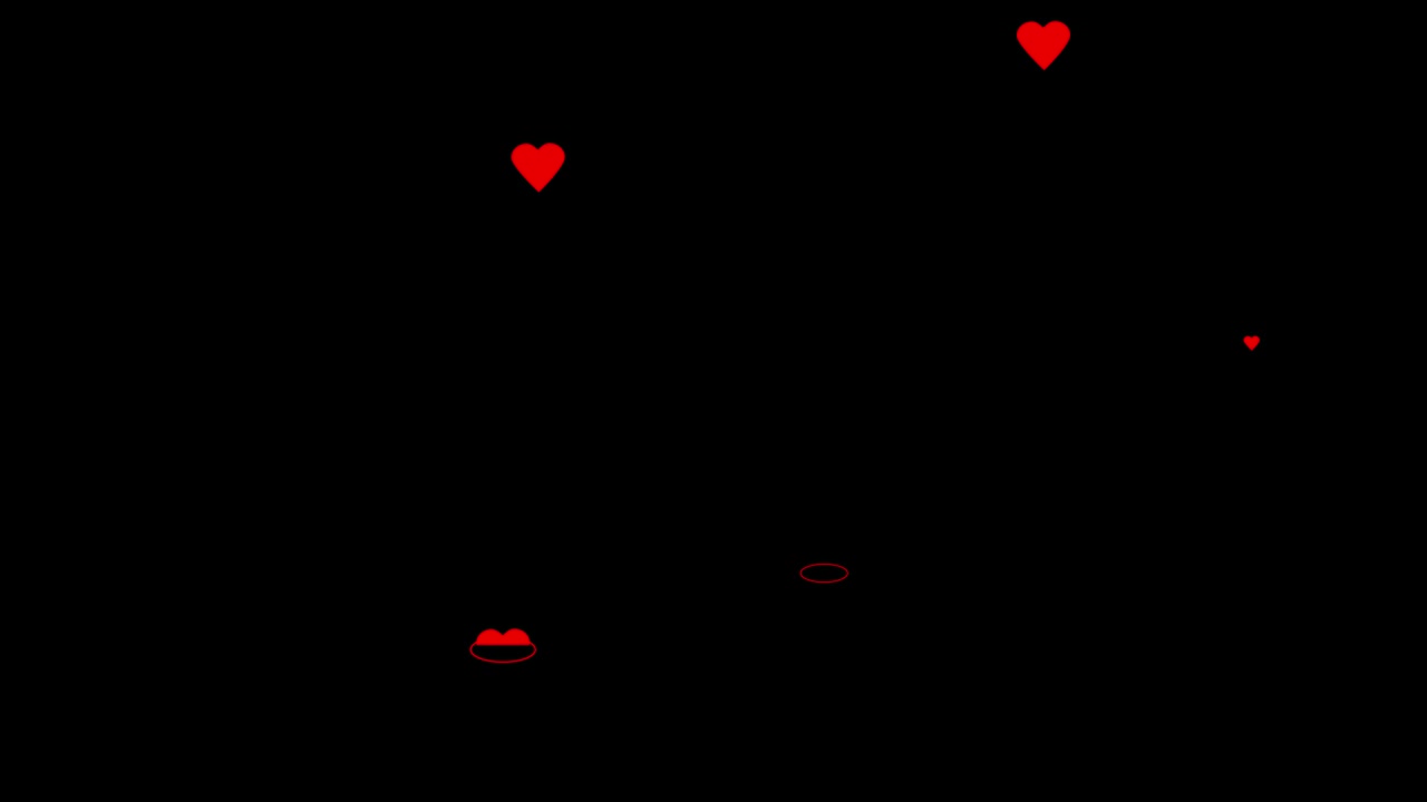 소셜 미디어 아이콘 애니메이션: 떠다니는 심장 - 검은 바탕에 고립된 소셜 미디어 라이브 비디오, 네트워크 마케팅, 애플리케이션 광고, 4k