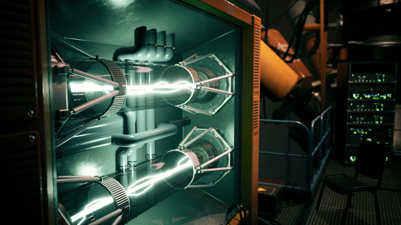 Futuristic lab with advanced energy devices and tech instruments